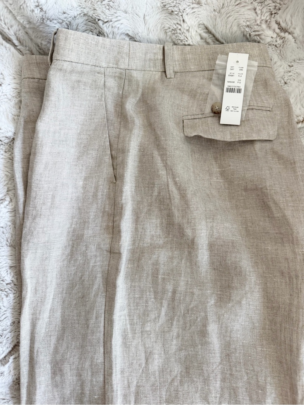 J. Crew Wide-Leg Linen Blend Pants in Light Beige